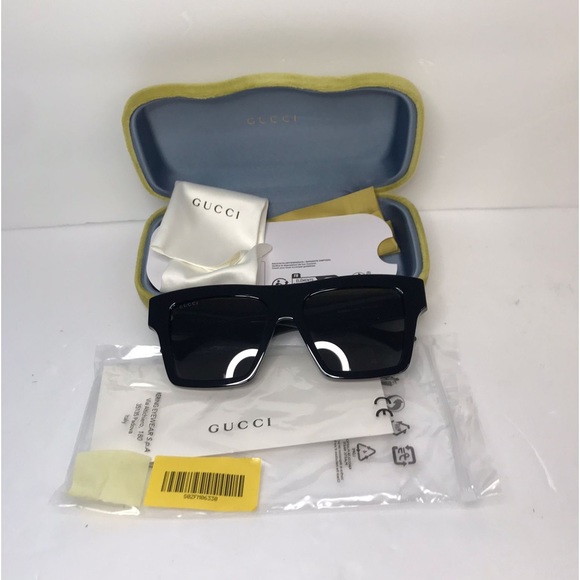 New - 💯Authentic Gucci Solid Grey Rectangular Unisex Sunglasses GG0962S 0… - Picture 14 of 14